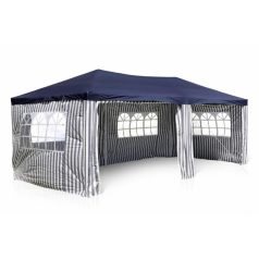 GARTHEN Kerti sátor 3 x 6 m + 4 oldalfal kék csíkos