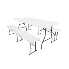 GARTHEN Kerti összecsukható bútor készlet 180 cm fehér