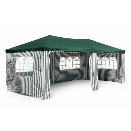 GARTHEN Kerti sátor 3 x 6 m + 4 oldalfal zöld csíkos