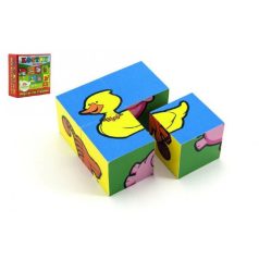 Játék kocka  Első állataim fa 4 db dobozban