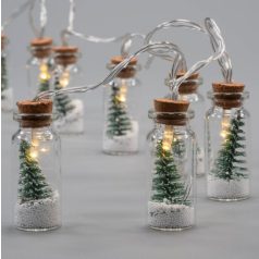 NEXOS Karácsonyi dekoratív lánc 8 LED üvegek fákkal