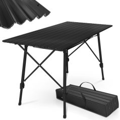   MIADOMODO Összecsukható kempingasztal 90 x 45 x 53 cm fekete