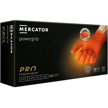 MERCATOR® powergrip black/oranage - fekete és narancs nitriles gumikesztyű (50db)